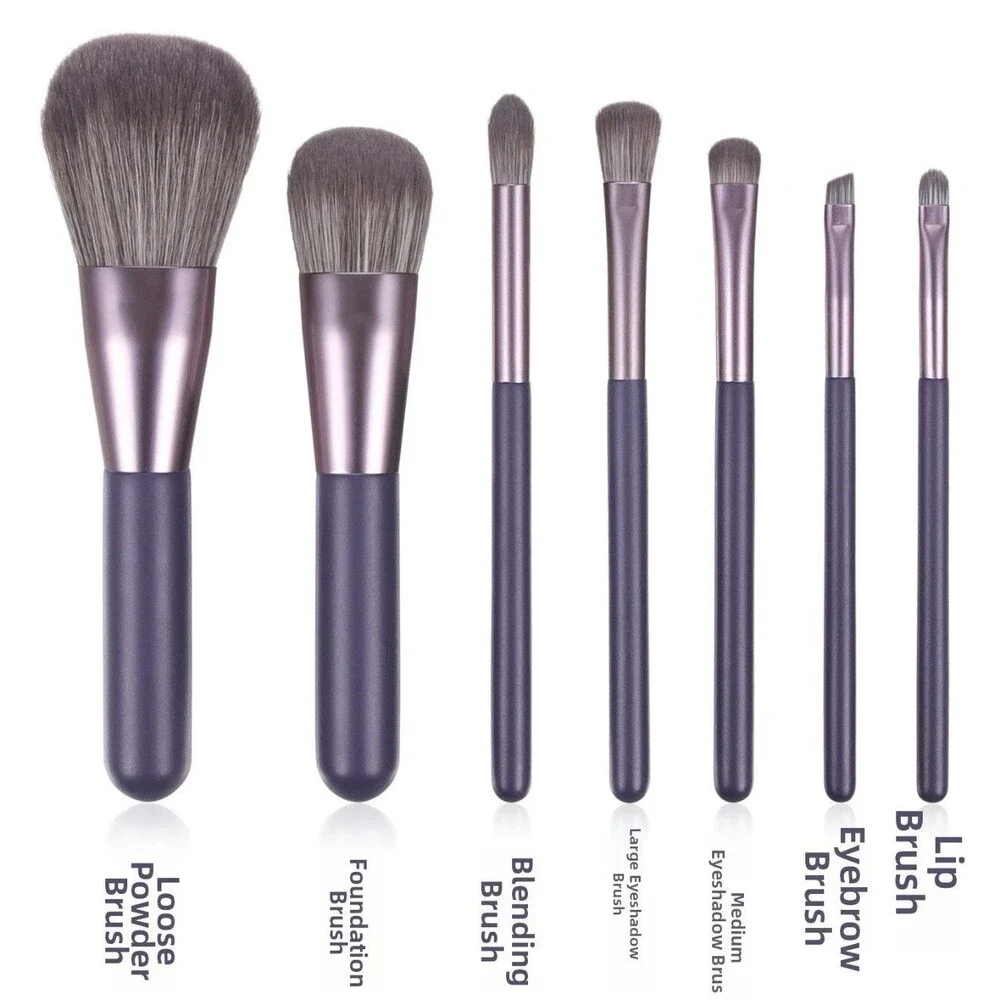 Professional 7-Piece Makeup Brush Set With Travel Case Noble Purple NEW